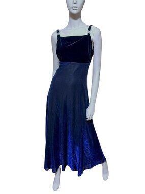 Vintage 90s Betsy Adam Prom Dress 12 Velvet Iridescent Bling Midnight Formal